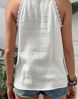 Gauze Lace Trim Sleeveless Top