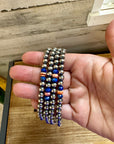 18 inch 6 mm Sterling Silver Pearls necklace lapis and spiny
