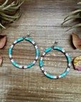 Turquoise Variscite & Pink Conch Hoop Earrings – Exclusive Bijoux FAB Design