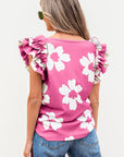 Mazie Floral Ruffled Short Sleeve Blouse