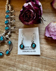 Mini Squash Blossom Necklace & Earrings – Kingman Turquoise – Sterling Silver – Native Made by Lonora Garcia – 17.5"