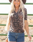 Jazmine Leopard Wrapped V Neck Slim Top
