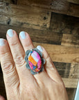 Oval rings - adjustable -Dahlia ring and sterling silver