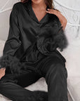 Heavenly Feathered Silk Pajamas in color options