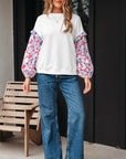Isabel Floral Ruffled Balloon Sleeve Loose Blouse