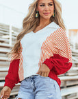 Autumn Striped Oversized Sweatshirt