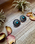 Large Concho Stud Earrings – Turquoise & Sterling Silver