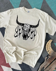 Zebra Bull Skull Tee or Crewneck