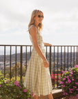 MASON'S DAUGHTER Andrea Top, Green/Ivory Shantung Gingham