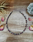 Torpedo choker Sterling Silver Pearls and Purple Spiny