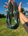 Sterling Silver Pearl & Blue Turquoise Necklace – 19"