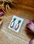 Kingman Turquoise & Pink Conch Dangle Earrings – Sterling Silver – Native Made by Marcella James