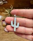 Cactus Pendant with White Opal – Sterling Silver – Fits 4mm Pearls