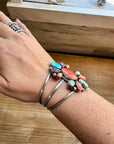 Cuff Bracelet - Mix Stone turquoise and Shell & Sterling Silver
