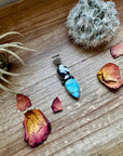 2 stone Pendant - Golden Hill turquoise, White Buffalo & Sterling Silver - option 2