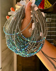 Lapis & Turquoise Heishi Choker – 14" Sterling Silver Beads