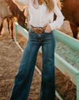 The Loretta Trouser Jean in Medium Wash