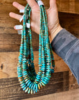 23 inch graduated turquoise necklace tri-color