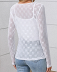 Bow Mesh Long Sleeve Top