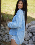 Naomi Crinkle Textured Loose Henley Top