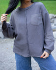 Kairi Exposed Seam Waffle Knit Top