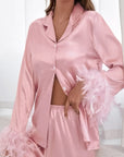 Heavenly Feathered Silk Pajamas in color options