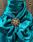 35X35" Solid Teal Wild Rag / Scarf WRS5 - Crystal Concho Wild Rag Slides - Assorted
