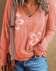 Floral Patchwork V-Neck T-Shirt