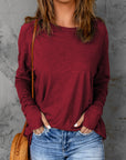 Madison Fiery Solid Long Sleeve Top