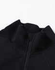 Zip Up Stand Collar Ribbed Thumbhole Sleeve Sweatshirt