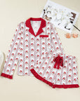 Christmas Santa Claus Ruffle Trim Pajama Set