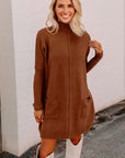 Ribbed Mock Neck Sweater Dress
