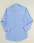 Stripe Roll-Tab Sleeve Pocketed Shirt