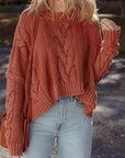 Textured Chunky Knit Long Sleeve Sweater