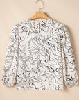 Abstract Balloon Sleeve Blouse