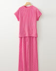 Leilany Corded Knit Short Sleeve Set