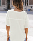 Jennifer Waffle Knit Drop Shoulder Loose Top