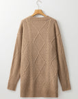 Cable Knit Drop Shoulder Sweater Dress