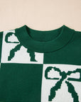 Checker Bow Crewneck Sweater