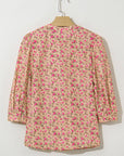 Sadie Floral Bow Pin-tuck Bust Half Puff Sleeve Blouse