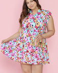 Lenora Ruffled Cap Sleeve Plus Size Mini Dress