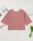 Riley Stripe Bowknot Cutout Back Loose Top