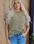 Abby Stripe Textured Side Slits Top