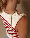 Robin Textured Knit Ribbed Hem Sweater Tank Top