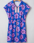 Floral Quarter Zip Summer Mini Dress