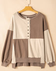 Colorblock Crewneck Henley Sweatshirt
