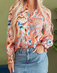 Floral Button-Up Shirred Cuff Shirt