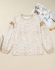 Plus Size Leopard Ruffle Long Sleeve Sweatshirt