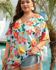 Jane Plus Size Floral V Neck Batwing Blouse
