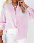 Striped Casual Shirred Cuffs Shirt